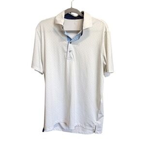 Greyson Polo Shirt Golf Micro Heart Print Size M White Excellent Short Sleeve